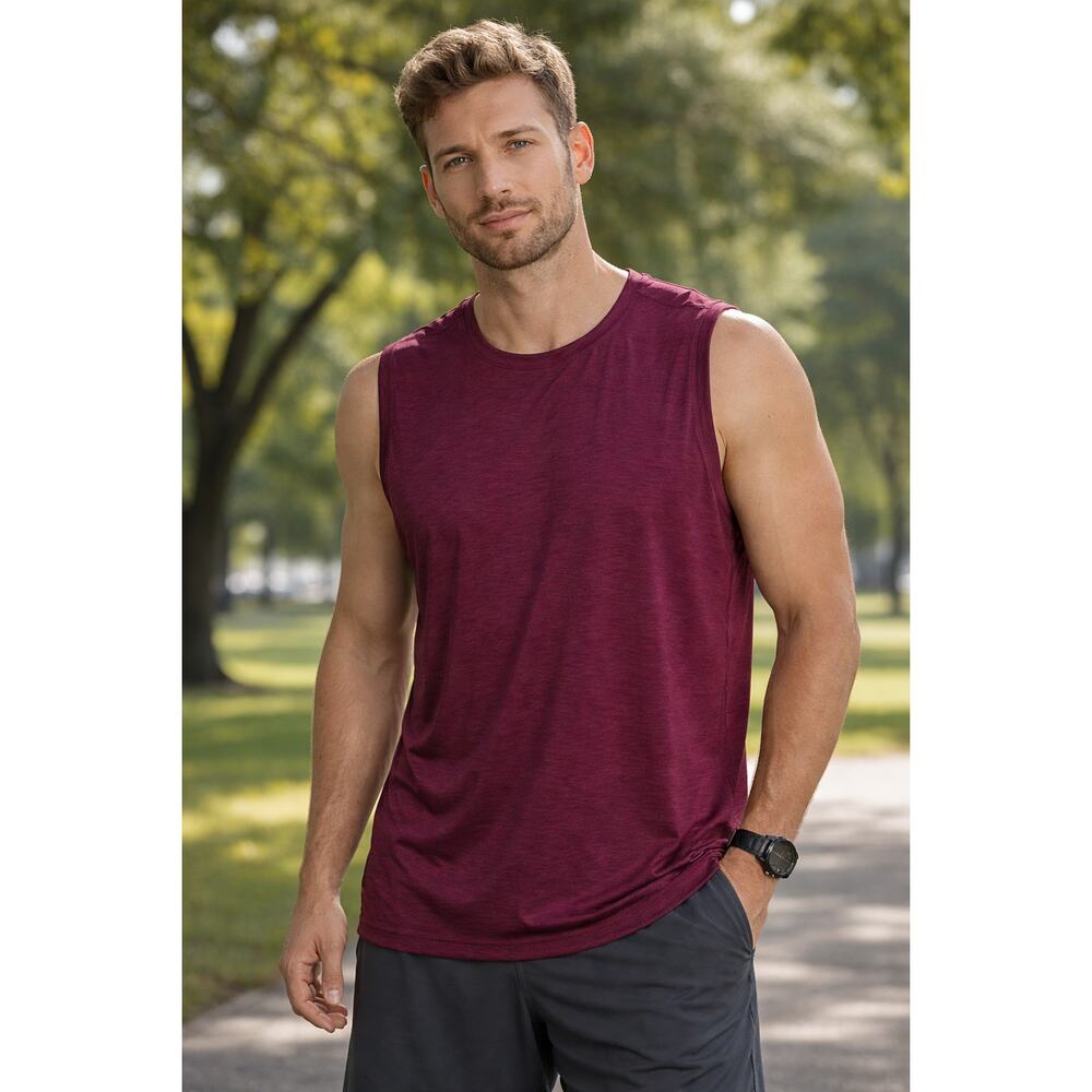 Fabletics Sleeveless Tank Top Quick Dry Workout T-shirt Mens 2X Maroon Sporty